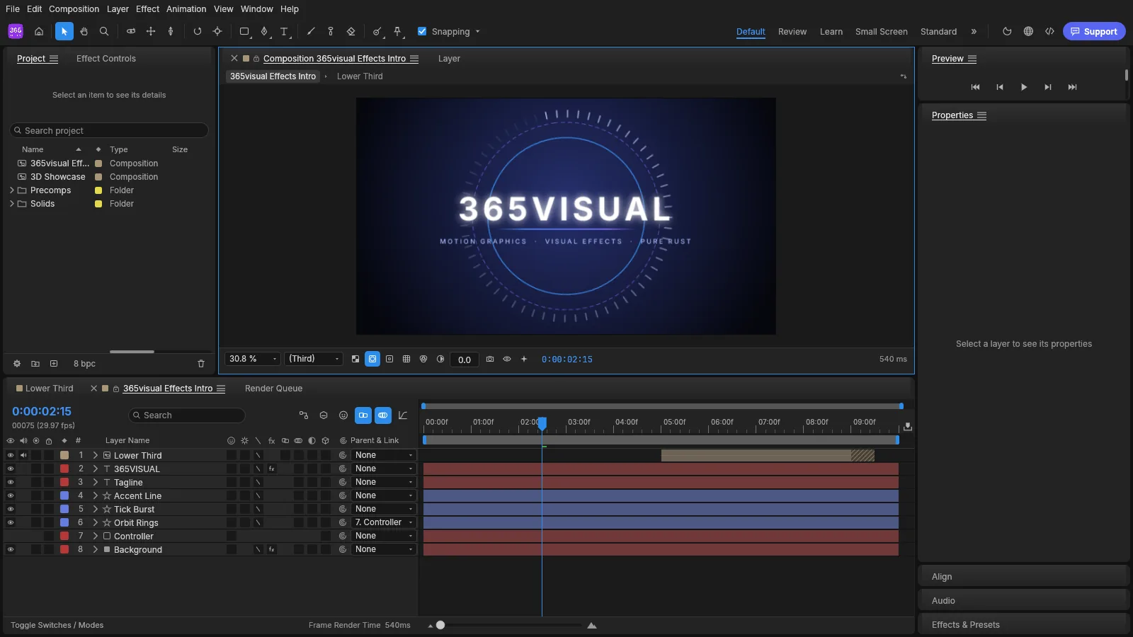 365visual Effects workspace