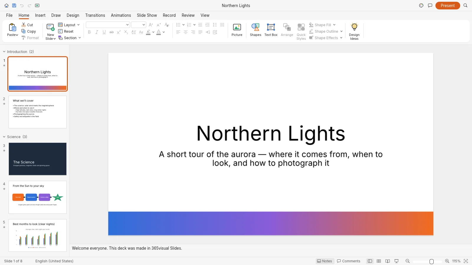 365visual Slides workspace