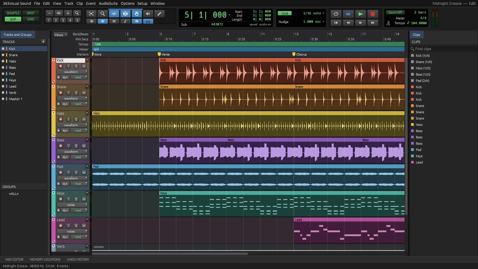 365visual Sound workspace