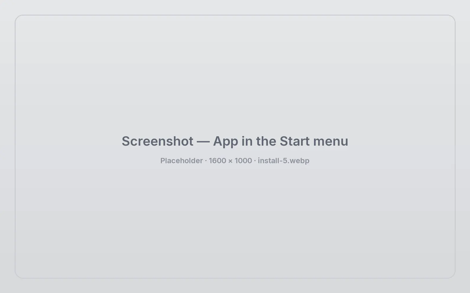 App in the Start menu